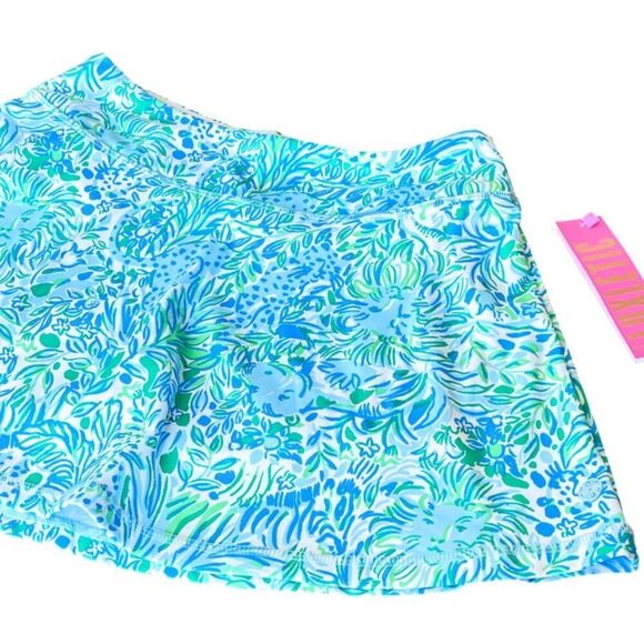 NWT Lilly Pulitzer Aila Skort Dandy Lions Hydra Blue Athletic Floral Size Large - Picture 3 of 6